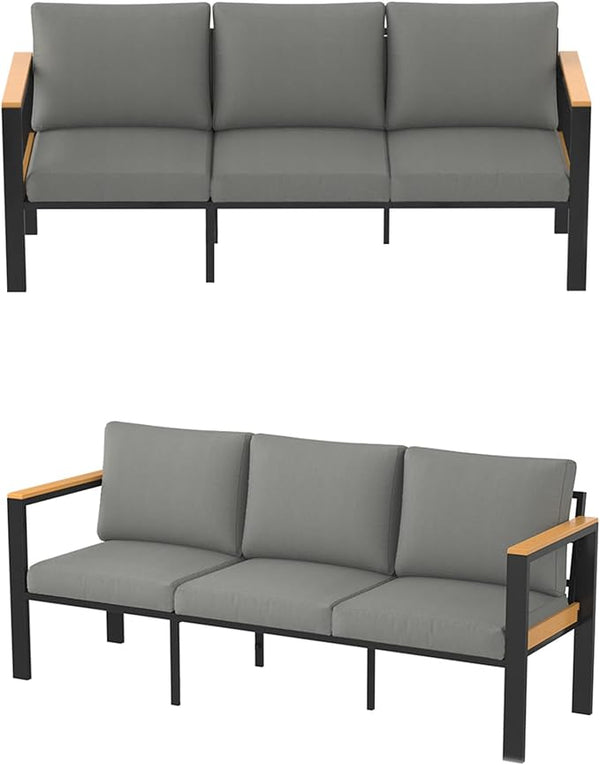 HOMREST Aluminum Patio Furniture Set, Heavy Duty Metal Outdoor Bench for 3 Person, 3-Seat All-Weather Metal Outdoor - Photo 1