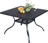 38" Square Patio Dining Table for 4, All-Weather Patio Table with Umbrella Hole - Photo 1
