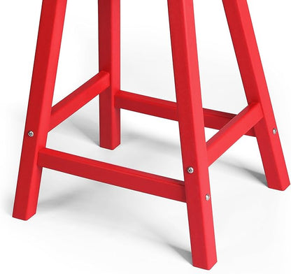 WestinTrends Malibu 24 Inch Outdoor Bar Stools, All Weather Resistant Poly Lumber Adirondack Counter Height Stools, Red