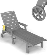 FOOWIN Chaise Lounge Chair，HDPE Lounge Chair Outdoor with 5 Positions - Photo 1