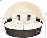RELAX4LIFE Round Outdoor Daybed with Canopy, Rattan Wicker Sectional Sofa Set w/Cushions, Height Adjustable Table - Photo 3