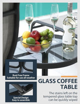 HAPPATIO Patio Chaise Lounge Set 3 Pieces, Patio Lounge Chair with Glass Coffee Table - Photo 5