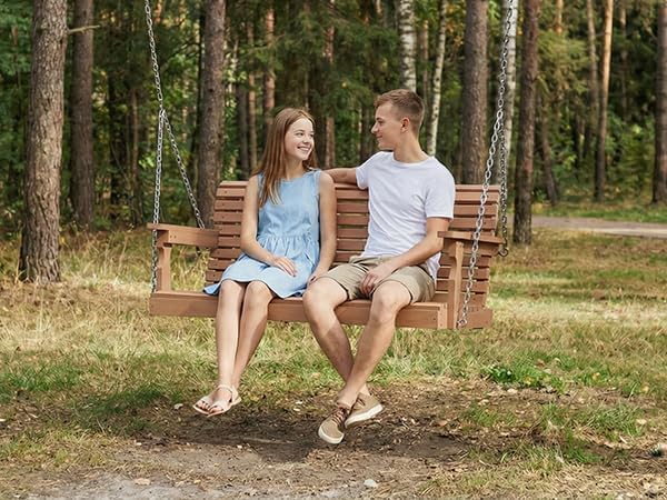 Psilvam Porch Swing, 2-Person Poly Lumber Outdoor Porch Swing, All-Weather Farmhouse Patio Swing That Never Rot and Fade - Photo 3