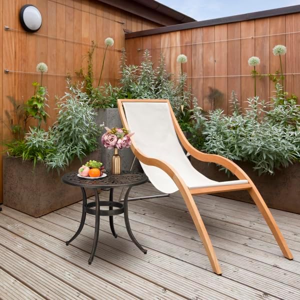 Patio Cast Aluminum Side Table with Umbrella Hole, Outdoor End Table Small Round Coffee Table for Backyard, Garden, Porch, Balcony, Pool Side, Indoor, Weather Resistant, Bronze