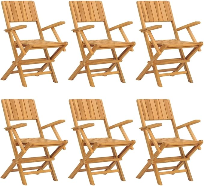 Folding Patio Chairs 6 pcs 21.7"x24"x35.4" Solid Wood Teak Outdoor Chairs Furniture Balcony Furniture Suitable for Gardens, Pools, patios.