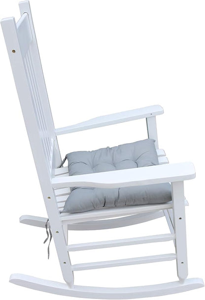 HomVent Wood Rocking Chair, 280 Lbs Heavy Duty Rocking Rocker Chair, Backyard and Patio Porch Rocker with Wide Seat and Armrest for Outdoor& Indoor Use， Cushion not Include (White 1)