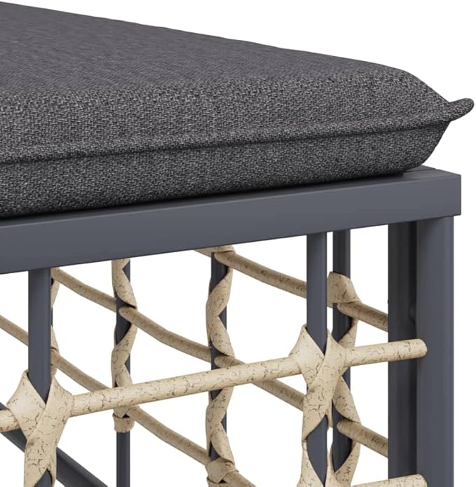 Outdoor Garden Footstool, Square Synthetic Rattan Ottoman with Comfortable Cushion - Photo 6