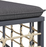 Outdoor Garden Footstool, Square Synthetic Rattan Ottoman with Comfortable Cushion - Photo 6