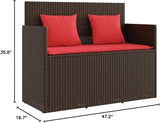 Patio Bench with Cushions Brown Poly Rattan Outdoor Bench Deck Bench Porch Bench Garden Bench for patios, Gardens, Decks - Photo 3