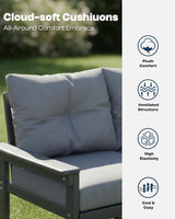 Grey HDPE Outdoor Patio Furniture Set - Photo 5