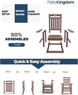 Aruba Blue 4-Piece Outdoor Rocking Chair Set – 2 HDPE Rocking Lawn Chairs, Side Table & Beige 9FT Patio Umbrella - Photo 4