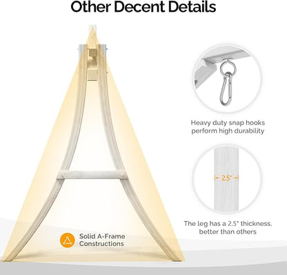 VINGLI 5FT Porch Swing Frame, 1000LBS Heavy Duty A-Frame Wooden Porch Swing Stand with Curved Arc Top, Large Swing Hanger for Garden, Patio, Backyard & Indoor, White