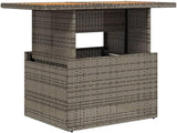 Adjustable Height Outdoor Table, Rectangular Patio Dining and Coffee Table with Solid Acacia Wood Top - Photo 2