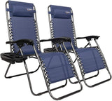 VINGLI Upgraded Zero Gravity Chair Set of 2 Lounge Outdoor Chairs with Trays and Pillows - Photo 1