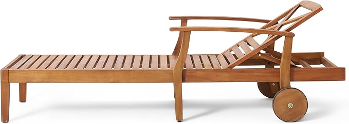 Merax Outdoor Chaise Lounge with Wheels & 5-Position Adjustable Backrest - Photo 6