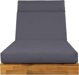 Modern Acacia Wood Outdoor Chaise Lounge with Leaf Coconut Water-Repellent Cushion & Integrated Headrest - Photo 5
