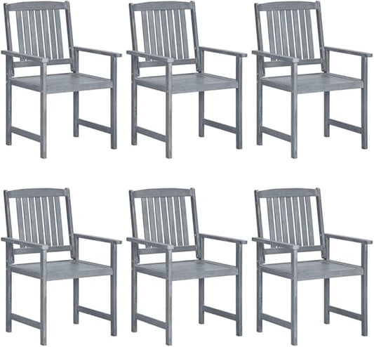 Outdoor Rocking Chairs,Camping Chairs Rocking,Outside Furniture,Balcony Furniture Set,Patio Chairs 6 pcs Solid Acacia Wood Gray