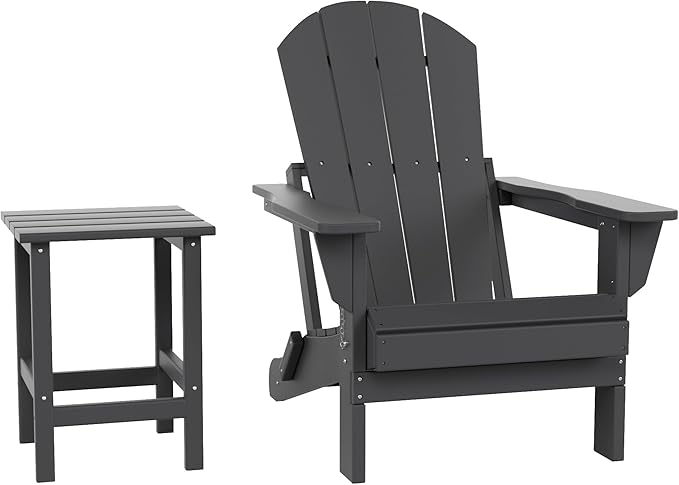 Costaelm Outdoor Table and Chairs, Small Patio Set Outdoor Seating, All Weather Porch Furniture Set Lounge Chairs for Outside Firepit Garden Lawn, Gray