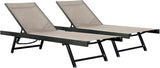 Vivere Set of 2 Aluminum Outdoor Chaise Lounge Chairs, Urban Sun Adjustable Reclining Patio Loungers - Photo 1