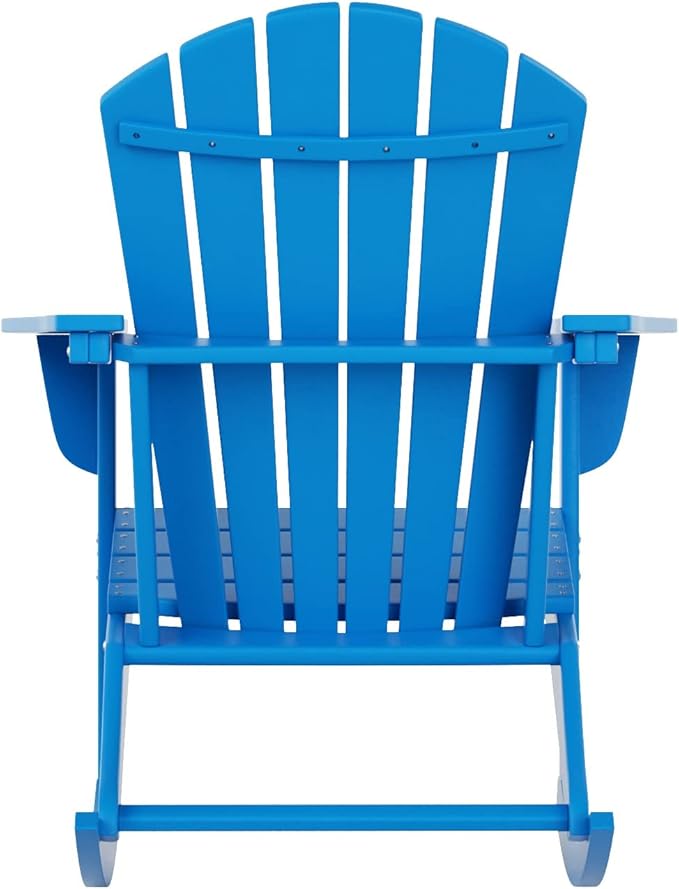 WestinTrends Dylan Outdoor Patio Poly Plastic Adirondack Rocking Chair, Pacific Blue