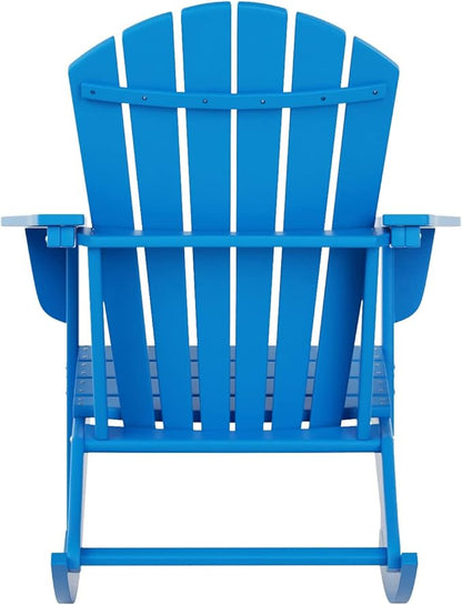WestinTrends Dylan Outdoor Patio Poly Plastic Adirondack Rocking Chair, Pacific Blue