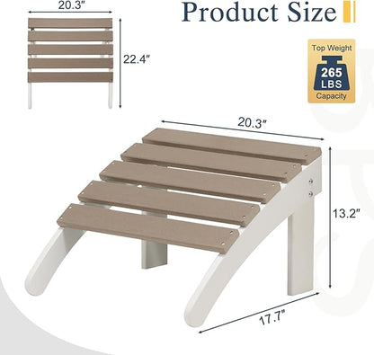 BPS Adirondack Ottoman, HDPE Plastic Outdoor Footrest, All Weather Foot Stool for Adirondack Chair, Outdoor Foot Rest for Patio,Backyard, Lawn, Fire Pits