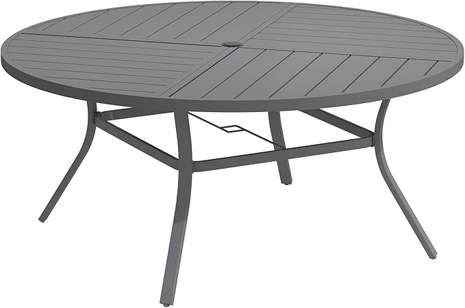 DIFY 59.8" Round Outdoor Patio Dining Table for 8-10 - Photo 1