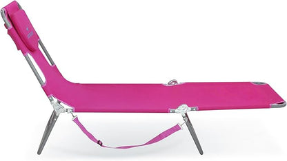 Ostrich the Original Chaise 72 x 22 Inch Lounge Portable Reclining Lounger, Outdoor Patio, Beach, Lawn, Camping, or Pool Tanning Chair, Pink