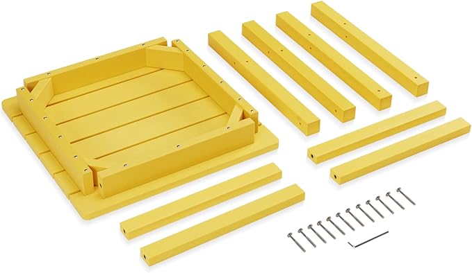 Psilvam Oversized Outdoor Side Table, 19.68" Poly Lumber Adirondack Side Table, Weather Resistant Patio Side Table for Poolside, Garden and Front Porch (Yellow)