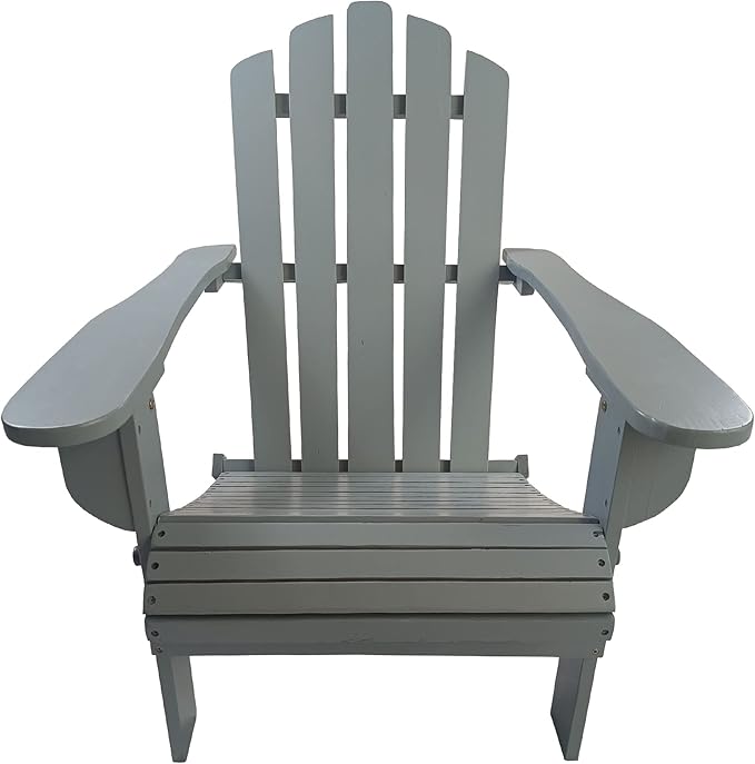 Outdoor or Indoor Wood Adirondack Chair, Foldable, Grey