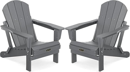 SERWALL Adirondack Chair Set of 2 for Patio Garden Outdoors Fire Pit- (Folding Gray)