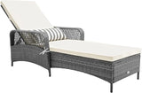 Tangkula Wicker Chaise Lounge Outdoor, Patio Rattan Reclining Chaise with 6-Gear Adjustable Backrest - Photo 1