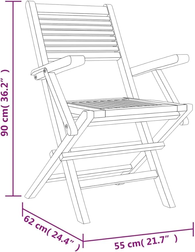Folding Patio Chairs 4 pcs 21.7"x24.4"x35.4" Solid Wood Teak Outdoor Chairs Furniture Balcony Furniture Suitable for Gardens, Pools, patios.