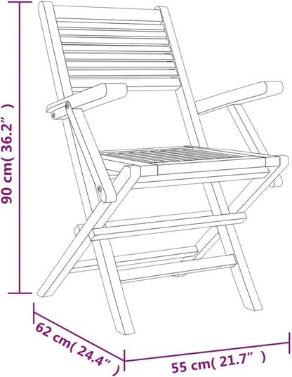 Folding Patio Chairs 4 pcs 21.7"x24.4"x35.4" Solid Wood Teak Outdoor Chairs Furniture Balcony Furniture Suitable for Gardens, Pools, patios.