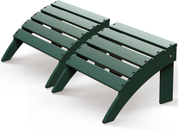 GREENVINES Adirondack-Ottoman | Set of 2 | HDPE Plastic | Outdoor Footrest | All Weather | Foot Stool | Foot Rest | Forest | for Adirondack Chair | for Patio Backyard Pool