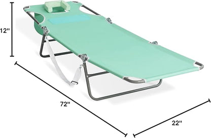 Ostrich Chaise Lounge Outdoor Lightweight Folding Adjustable Reclining Beach Chair for Tanning Pool Lake Patio Lawn Camping, Teal (2 Pack)