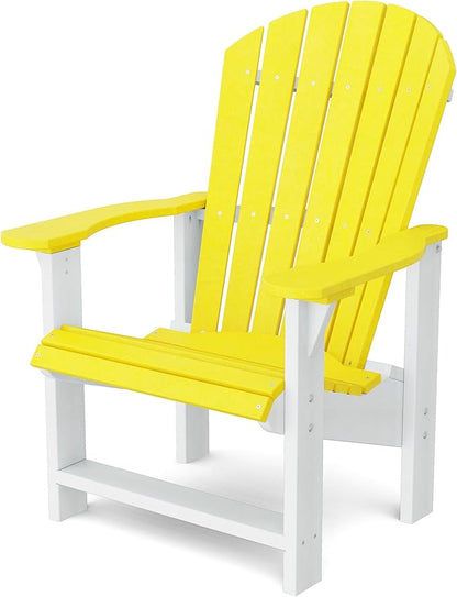 Wildridge Heritage Upright Adirondack Chair, Lemon Yellow and White - Outdoor All-Weather Poly Furniture for Patio, Deck, Yard
