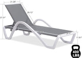 PURPLE LEAF Patio Chaise Lounge Chair Outdoor Plastic Textilene Sun Bathing Recliner Tanning Pool Lounger with 6 - Photo 2