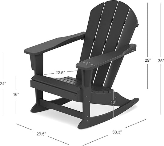 WestinTrends Malibu Outdoor Patio Porch Rocking Adirondack Chair (Set of 4), Dark Green