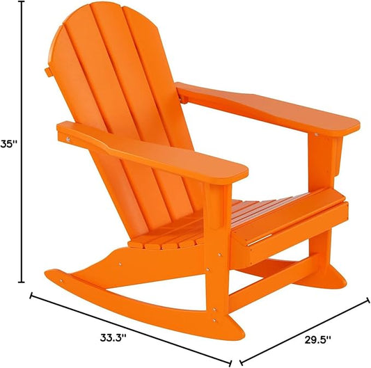 WO WESTIN OUTDOOR HDPE Laguna Outdoor Rocking Poly Adirondack Chair, Orange