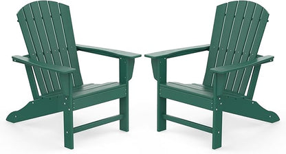 IVY&LANE Adirondack Chairs Set of 2 | HDPE Plastic | Outdoor Fire Pit Chairs | Oversized | All-Weather | Forest | for Outside Deck Backyard Patio Poolside Porch Lawn