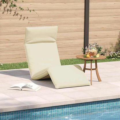 Extra Long Folding Sun Lounger Cream Oxford Fabric Adjustable Outdoor Chaise Lounge 69"x21" Steel Frame Poolside Recliner for Patio, Garden, Balcony
