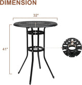 VINGLI 32"" Outdoor Bar Table, Patio Bar Height Table with Umbrella Hole, Round High Top Table - Photo 3