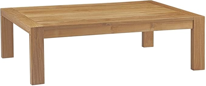 Modway Upland Teak Wood Outdoor Patio Coffee Table in Natural - Photo 3