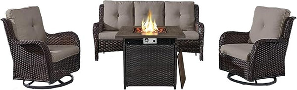 Belord 4 Piece Patio Wicker Furniture Set, Outdoor Swivel Rocker Chairs - Photo 1