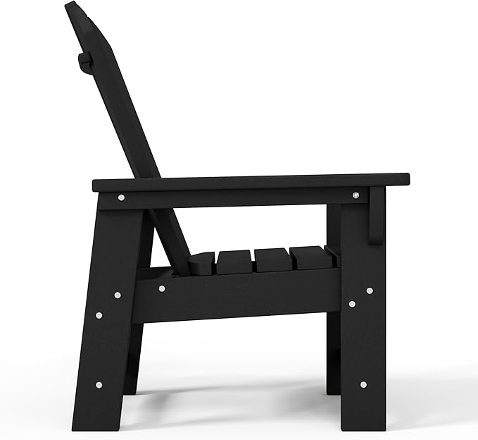 WestinTrends Malibu Kids Outdoor Adirondack Plastic Patio Chair (Set of 2), Black