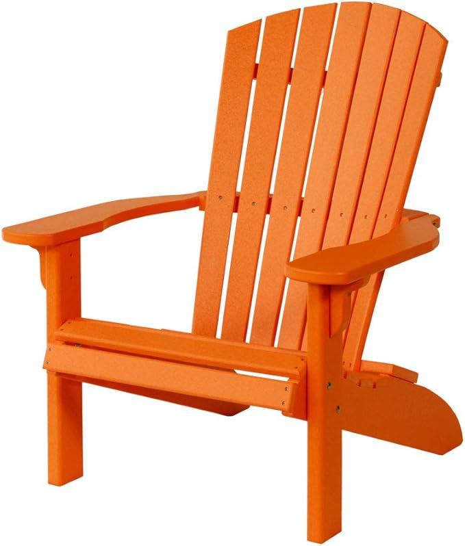 Leisure Lawns Poly Plastic Fanback Adirondack Chair, Outdoor Patio Chair - Amish Made in USA (Orange)