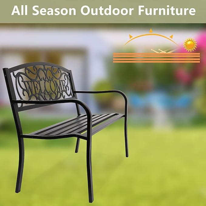 50inch Outside Bench Seats Chair Patio Outdoor Garden Bench, Patio Park Bench, Front Porch Bench - Photo 2