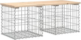 Rustic Garden Bench 40.6 in Brown Solid Pine Wood Seat with Galvanized Gabion Base Heavy Duty Outdoor Seating for Patio - Photo 3