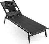 Giantex Patio Chaise Lounge Chair - Outdoor Lounge Chaise with Face Hole, Detachable Head Pillows - Photo 1